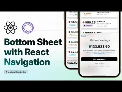Blur Bottom Sheet using React Navigation | React Native Expo Tutorial thumbnail
